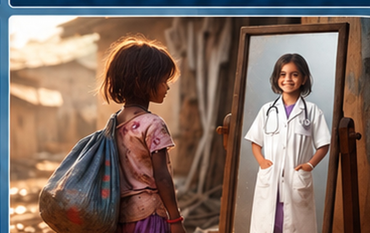 Child imagining a future career as a doctor